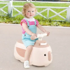 Kinder Rutschauto mit Anhänger & Licht & Stauraum unter dem Sitz Bodenrutscher Beige