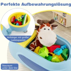 Kinder Rutschauto mit Anhänger & Licht & Stauraum unter dem Sitz Bodenrutscher Blau