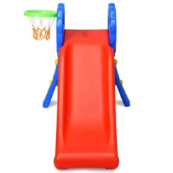 Kinderrutsche Rutschbahn Gartenrutsche für Indoor und Outdoor mit Basketballkorb 108 x 58 x 71,5 cm Bunt