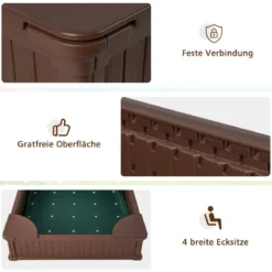 Kinder Sandkasten aus Holz mit Oxford-Abdeckung & Bodenauskleidung & 4 Ecksitzen