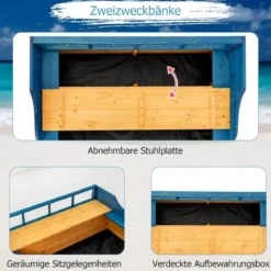Kinder-Sandkasten Holz-Sandkasten in Piratenschiff-Optik mit Sitzbank und Flagge Holz-Piratenschiff Outdoor 171 x 100 x 130 cm