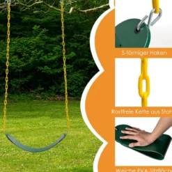 Kinderschaukel Doppelschaukel mit Schaukelgestell bis 300 kg Belastbar Outdoor (2 Schaukel mit Gestell)