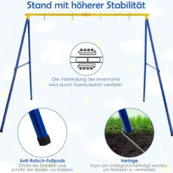 Kinderschaukel Doppelschaukel mit Schaukelgestell bis 300 kg Belastbar Outdoor (2 Schaukel mit Gestell)