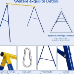 Kinderschaukel Doppelschaukel mit Schaukelgestell bis 300 kg Belastbar Outdoor (2 Schaukel mit Gestell)