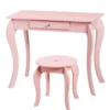 Kinder Schminktisch Frisiertisch Make-up Tisch mit Hocker und Spiegel Rosa