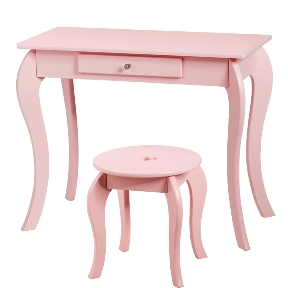 Kinder Schminktisch Frisiertisch Make-up Tisch mit Hocker und Spiegel Rosa