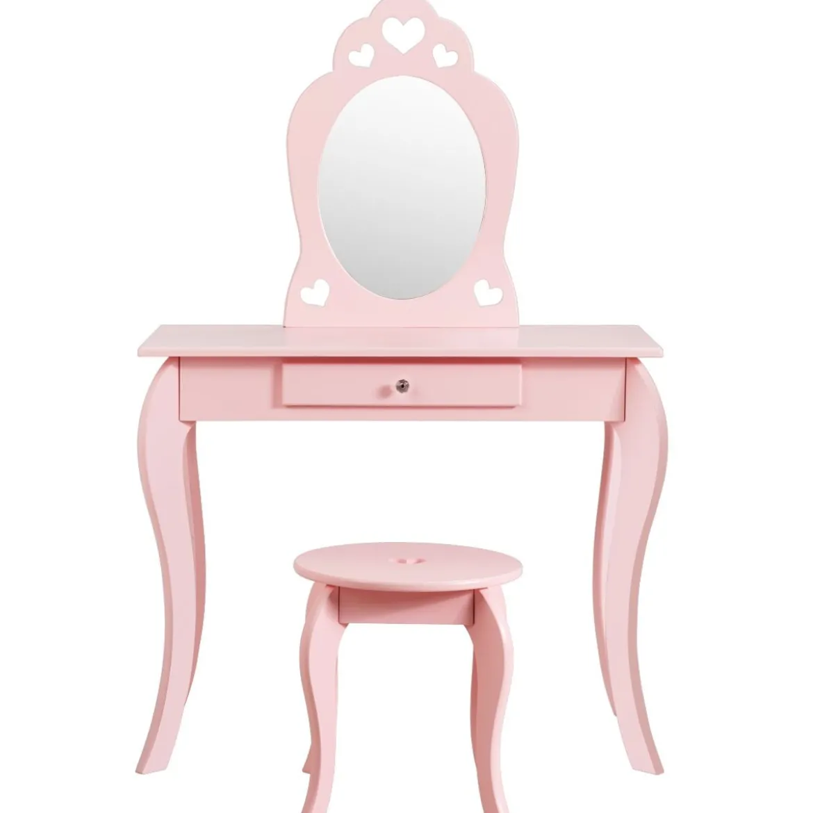 Kinder Schminktisch Frisiertisch Make-up Tisch mit Hocker und Spiegel Rosa