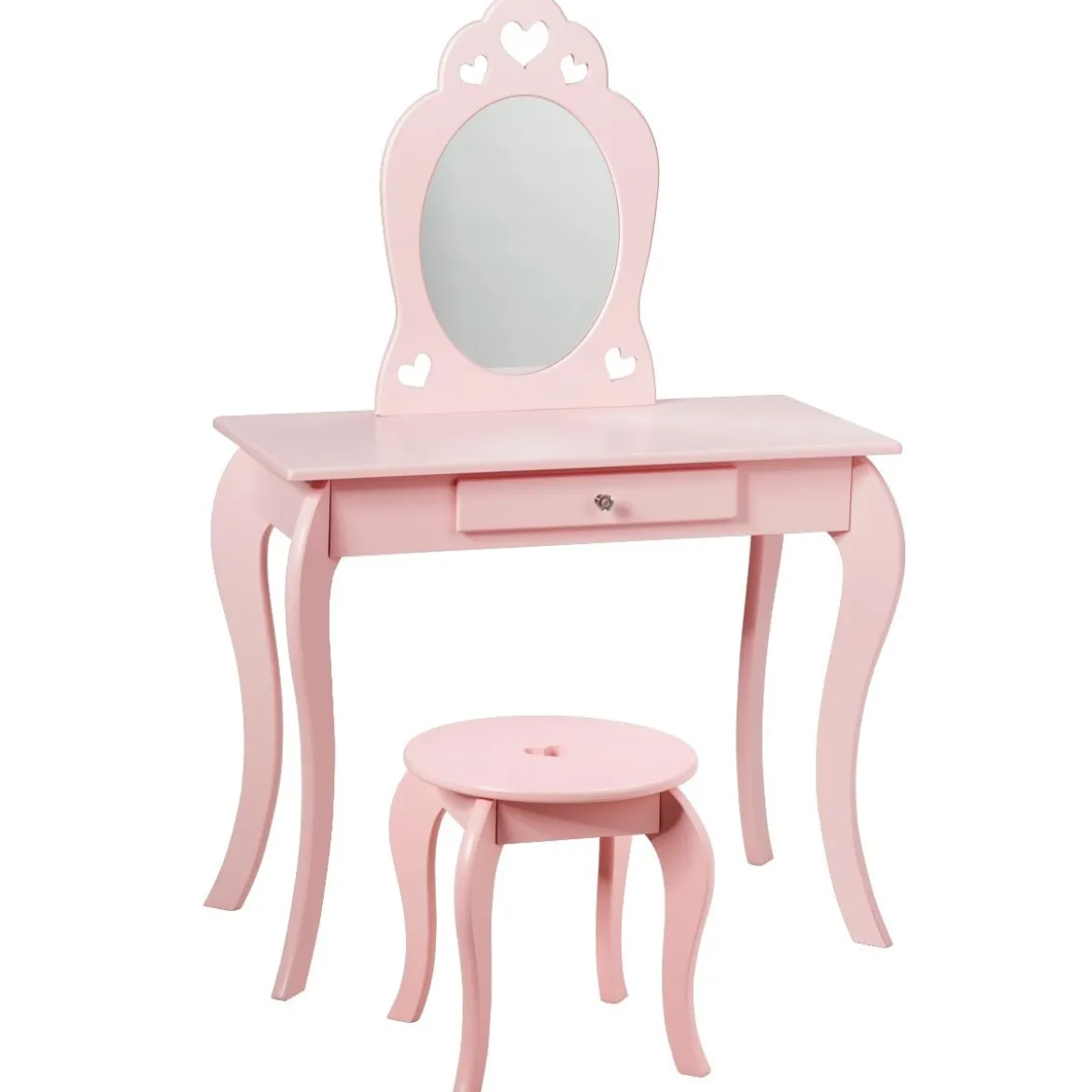 Kinder Schminktisch Frisiertisch Make-up Tisch mit Hocker und Spiegel Rosa