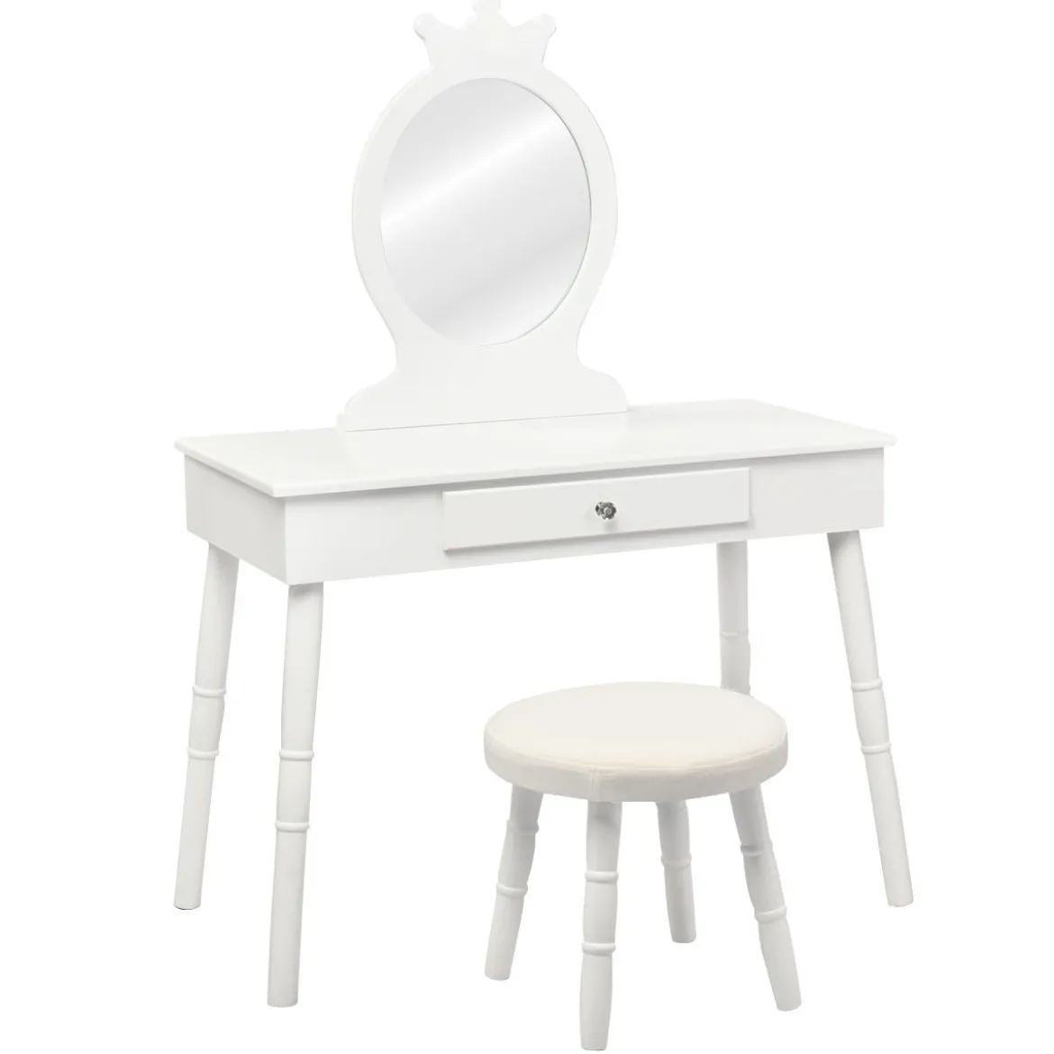 Kinder Schminktisch Make-up Tisch Hocker&Spiegel Frisierkommode Frisiertisch Weiß