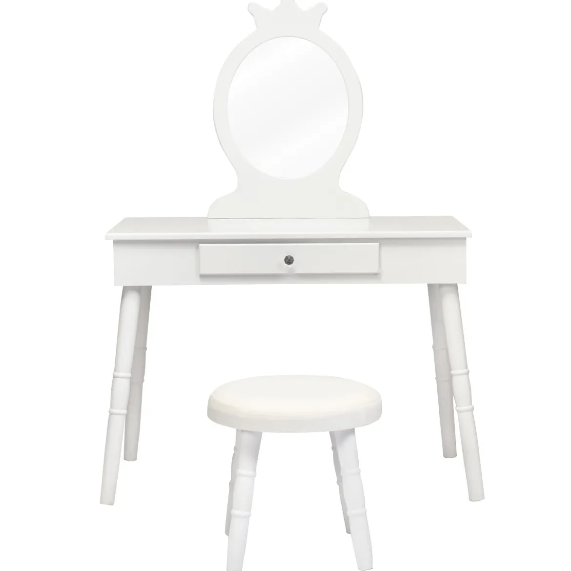 Kinder Schminktisch Make-up Tisch Hocker&Spiegel Frisierkommode Frisiertisch Weiß
