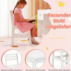 Kinder Schminktisch mit Beleuchtung Prinzessin Kinderschminktisch mit Beleuchtetem Spiegel Frisiertisch Reinweiß