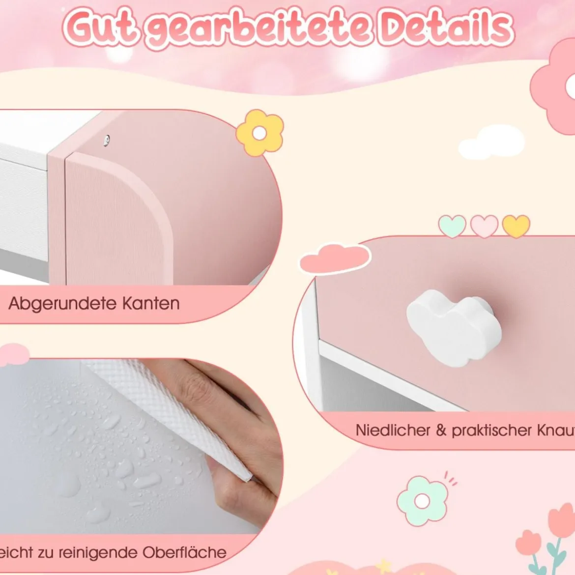 Kinder Schminktisch mit Beleuchtung Prinzessin Kinderschminktisch mit beleuchtetem Spiegel Frisiertisch Weiß