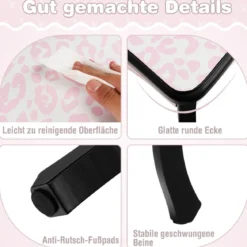 Kinder Schminktisch mit Hocker & dreifach klappbarem Spiegel & Schublade Leopard