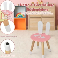 Kinder Schminktisch mit Hocker Prinzessin Schminkkommode 60 x 34 x 103 cm Rosa + Weiß