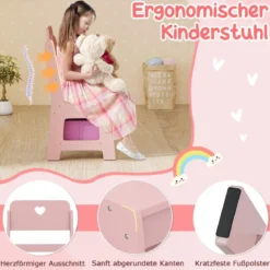 Kinderschminktisch mit Stuhl Spiegel & Beleuchtung Frisiertisch mit offenen Regalen Rosa