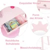 Kinder Schminktisch-Set mit Hocker & Abnehmbarem Spiegel Make-up Tisch Rosa