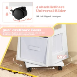 Kinder Schmuckschrank 3 in 1 Spiegelschrank 360°drehbarSchmuckregal mit Ganzkörperspiegel Weiß
