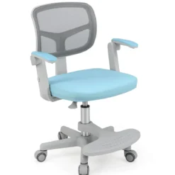 Kinder Schreibtischstuhl mit 41-52 cm Höhenverstellbarer Sitzhöhe Kinderdrehstuhl mit Rollen Blau