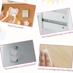 Kinderschreibtisch & Stuhl Set Kinder Schreibtisch aus Holz mit Regalen & Schublade Natur