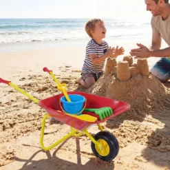 Kinderschubkarre Kunststoff Geländereifen Indoor Outdoor Für Jungen Mädchen Ab 3 Jahren Rot & Gelb
