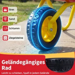 Kinderschubkarre Kunststoff Geländereifen Indoor Outdoor Für Jungen Mädchen Ab 3 Jahren Rot & Gelb