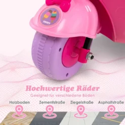 Kinder-Scooter 6V Kinderauto Batteriebetriebenes Motorrad für Kinder Beiwagen Rosa