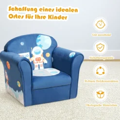 Kindersessel mit Astronauten-Motiv Kindercouch Babysessel 51 x 37,5 x 44 cm Blau