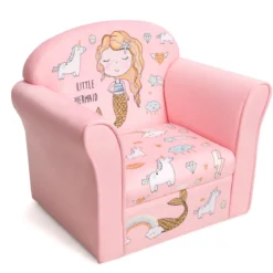 Kindersessel mit hübschem Meerjungfrauen-Motiv Sessel mit Armlehnen 50 x 39x 44 cm Rosa