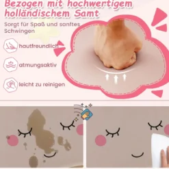 Kindersessel mit Massivholzbeinen Gepolsterter Kindersofa Schaukelstuhl Rosa Wolken