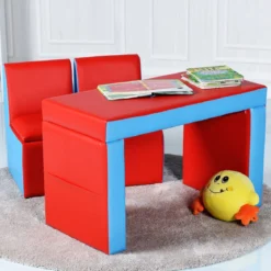 Kindersessel Set Sessel Sofa Kindersofa Kindercouch Babysessel Stuhl und Tisch Rot