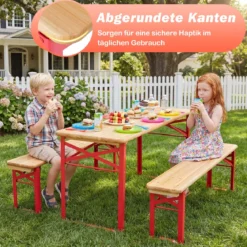 Kindersitzgruppe Faltbare Sitzgruppe mit Picknicktisch & 2 Kinderbänken Kindertisch & Sitzbank