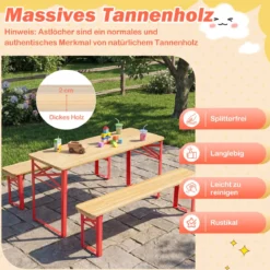 Kindersitzgruppe Faltbare Sitzgruppe mit Picknicktisch & 2 Kinderbänken Kindertisch & Sitzbank