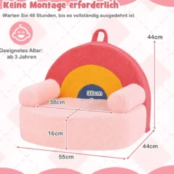Kindersofa ergonomischer Kindersessel mit hochdichtem Schaumstoff & Teddyplüsch Rosa
