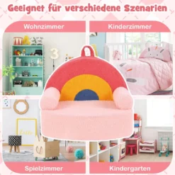 Kindersofa ergonomischer Kindersessel mit hochdichtem Schaumstoff & Teddyplüsch Rosa
