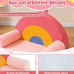 Kindersofa ergonomischer Kindersessel mit hochdichtem Schaumstoff & Teddyplüsch Rosa
