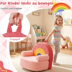Kindersofa ergonomischer Kindersessel mit hochdichtem Schaumstoff & Teddyplüsch Rosa