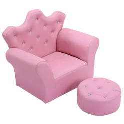 Kindersofa Kindersessel Kindercouch mit Ottomane Rosa 58 x 40,5 x 49 cm