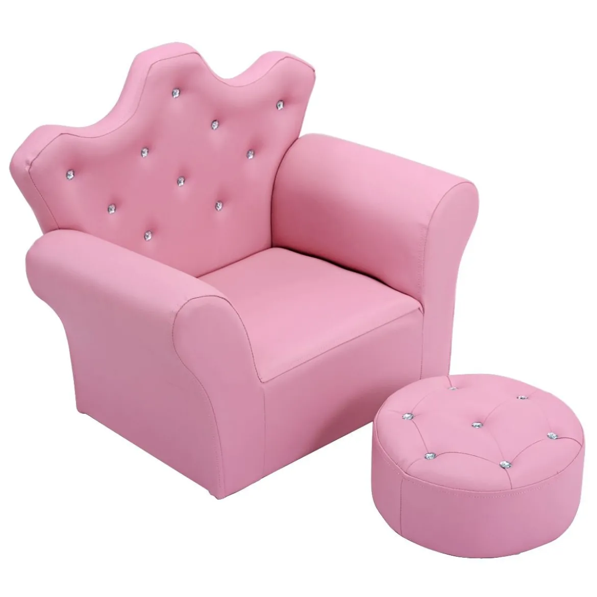 Kindersofa Kindersessel Kindercouch mit Ottomane Rosa 58 x 40,5 x 49 cm