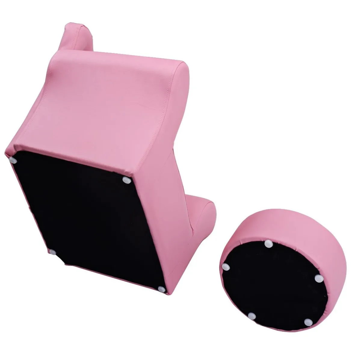 Kindersofa Kindersessel Kindercouch mit Ottomane Rosa 58 x 40,5 x 49 cm