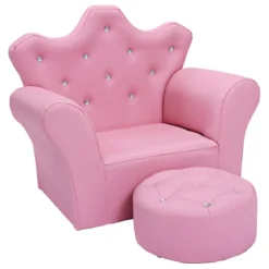 Kindersofa Kindersessel Kindercouch mit Ottomane Rosa 58 x 40,5 x 49 cm