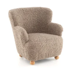 Kindersofa Kindersessel mit Rückenlehne & Holzbeinen gepolsterter Kinderstuhl Kindercouch Braun 52 x 50 x 53 cm