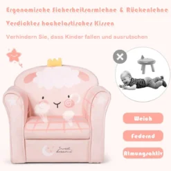 Kindersofa Kindersofa mit niedlichem Lamm-Muster Kinder Couch 51 x 37 x 43 cm Rosa