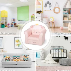 Kindersofa Kindersofa mit niedlichem Lamm-Muster Kinder Couch 51 x 37 x 43 cm Rosa