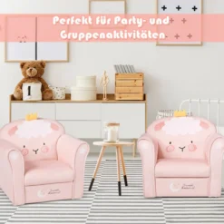 Kindersofa Kindersofa mit niedlichem Lamm-Muster Kinder Couch 51 x 37 x 43 cm Rosa