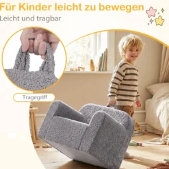 Kindersofa Mini-Sofa mit Armlehnen und Rückenlehne gepolsterter Kindersessel 62 x 40 x 41 cm Grau