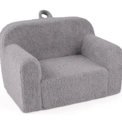 Kindersofa Mini-Sofa mit Armlehnen und Rückenlehne gepolsterter Kindersessel 62 x 40 x 41 cm Grau