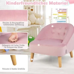 Kinder-Sofa-Set und Ottomane Einzel-Sofa-Stuhl für Kleinkinder mit Passendem Hocker Rosa