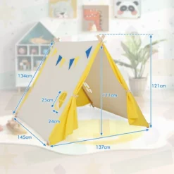 Kinder Spielzelt Dreieckiges Kinder- und Kleinkindzelt mit Holzrahmen 137 x 145 x 121 cm