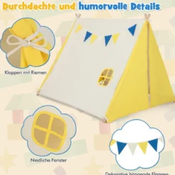 Kinder Spielzelt Dreieckiges Kinder- und Kleinkindzelt mit Holzrahmen 137 x 145 x 121 cm