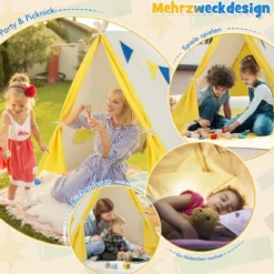 Kinder Spielzelt Dreieckiges Kinder- und Kleinkindzelt mit Holzrahmen 137 x 145 x 121 cm